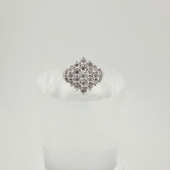 Beautiful 1/2 Carat Natural Diamond Cluster Ring in Sterling Silver - Picture 15 of 16